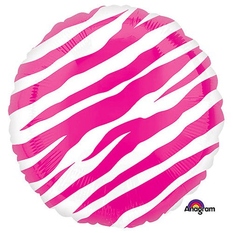 Foil Balloon Pink Zebra 18 Inch Round