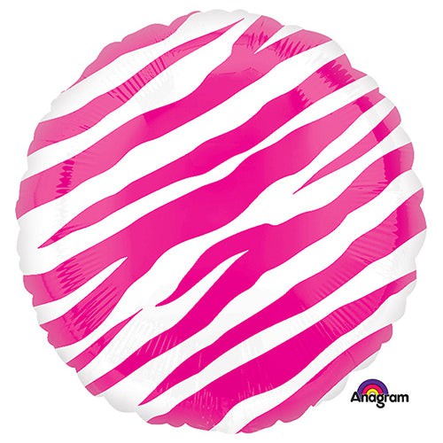 Foil Balloon Pink Zebra 18 Inch Round