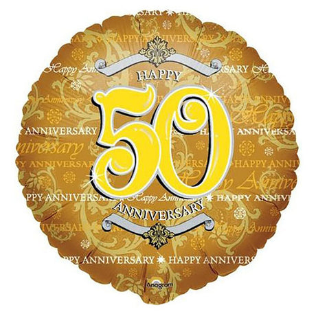Foil Balloon Golden Anniversary 18 Inch