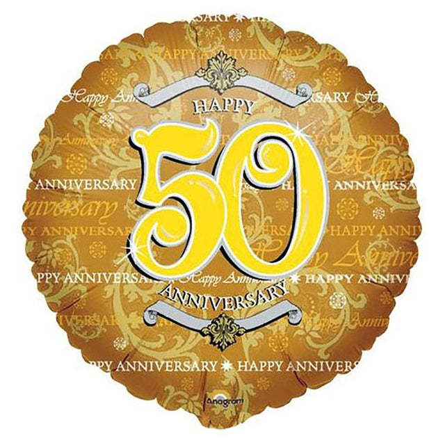 Foil Balloon Golden Anniversary 18 Inch