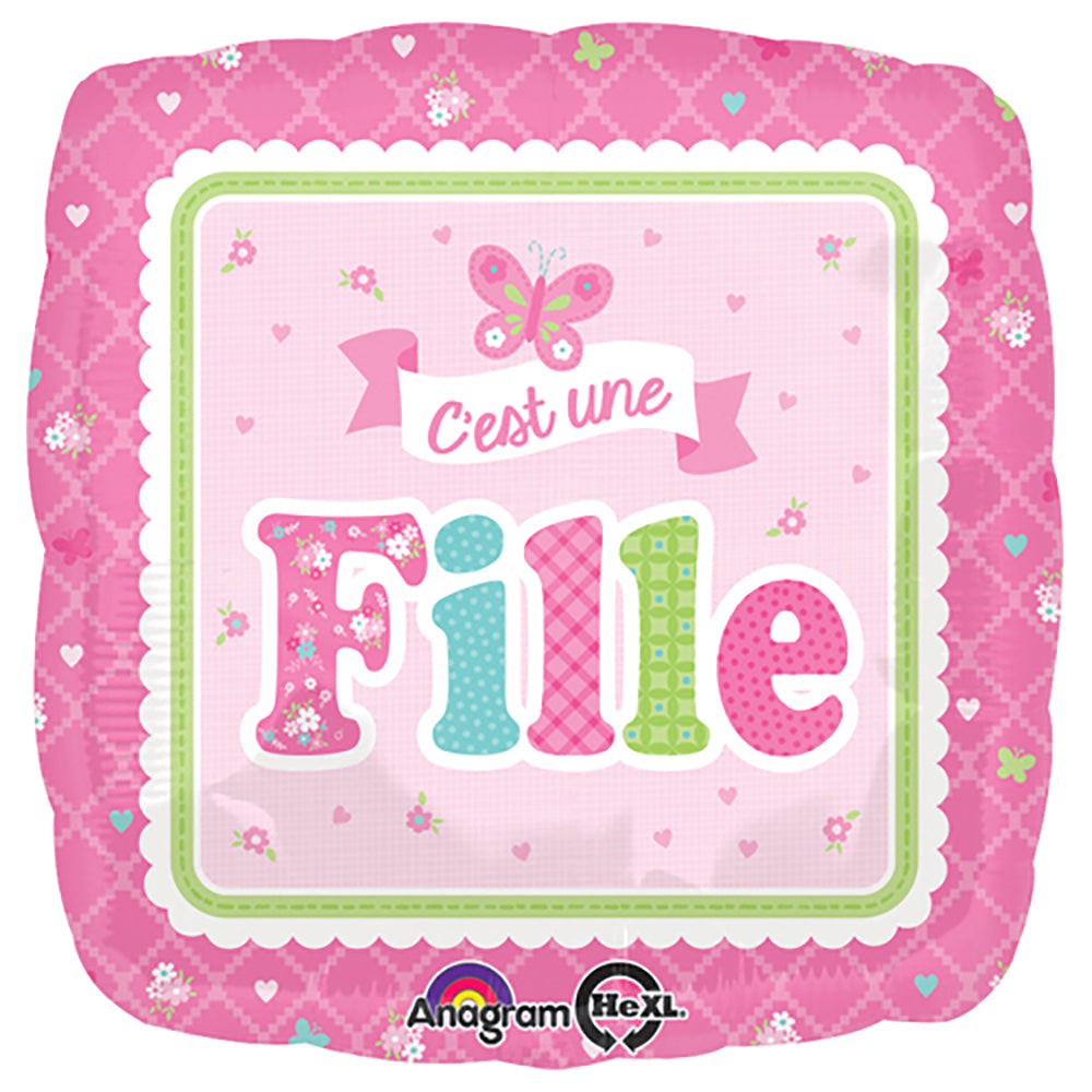 Foil Balloon Girls Welcome C'Est Une Fille 18 Inch
