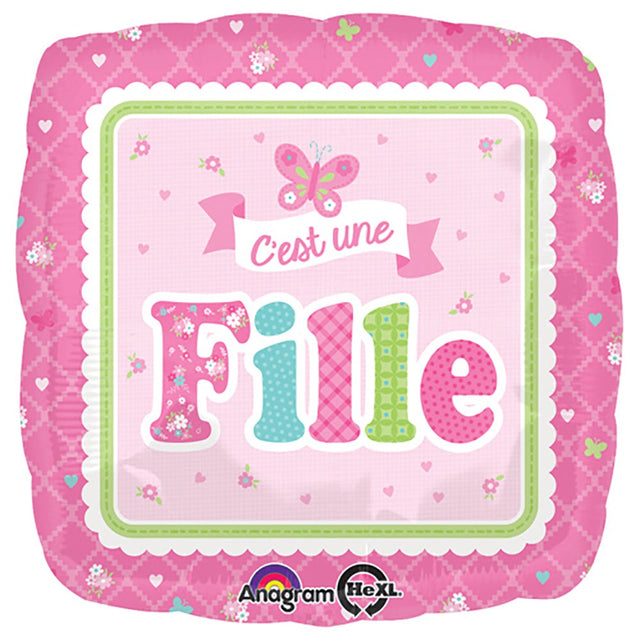 Foil Balloon Girls Welcome C'Est Une Fille 18 Inch