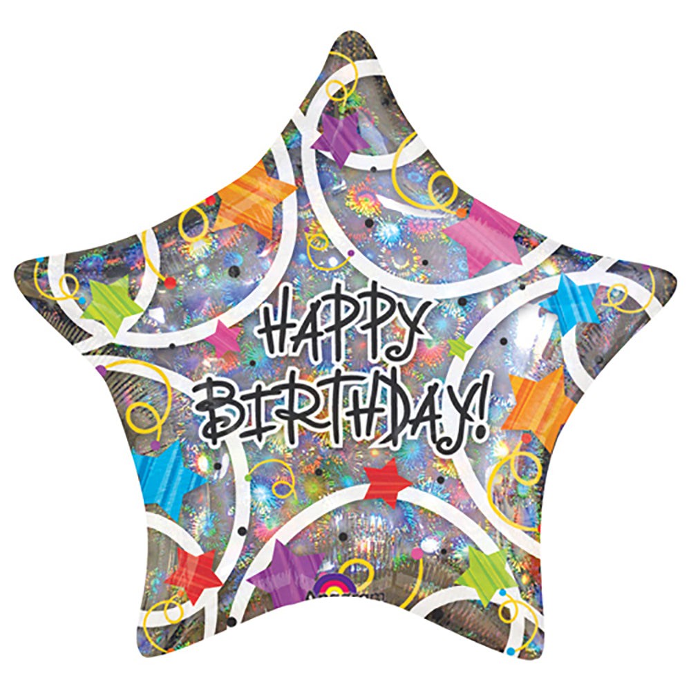 Foil Balloon Happy Birthday Stars