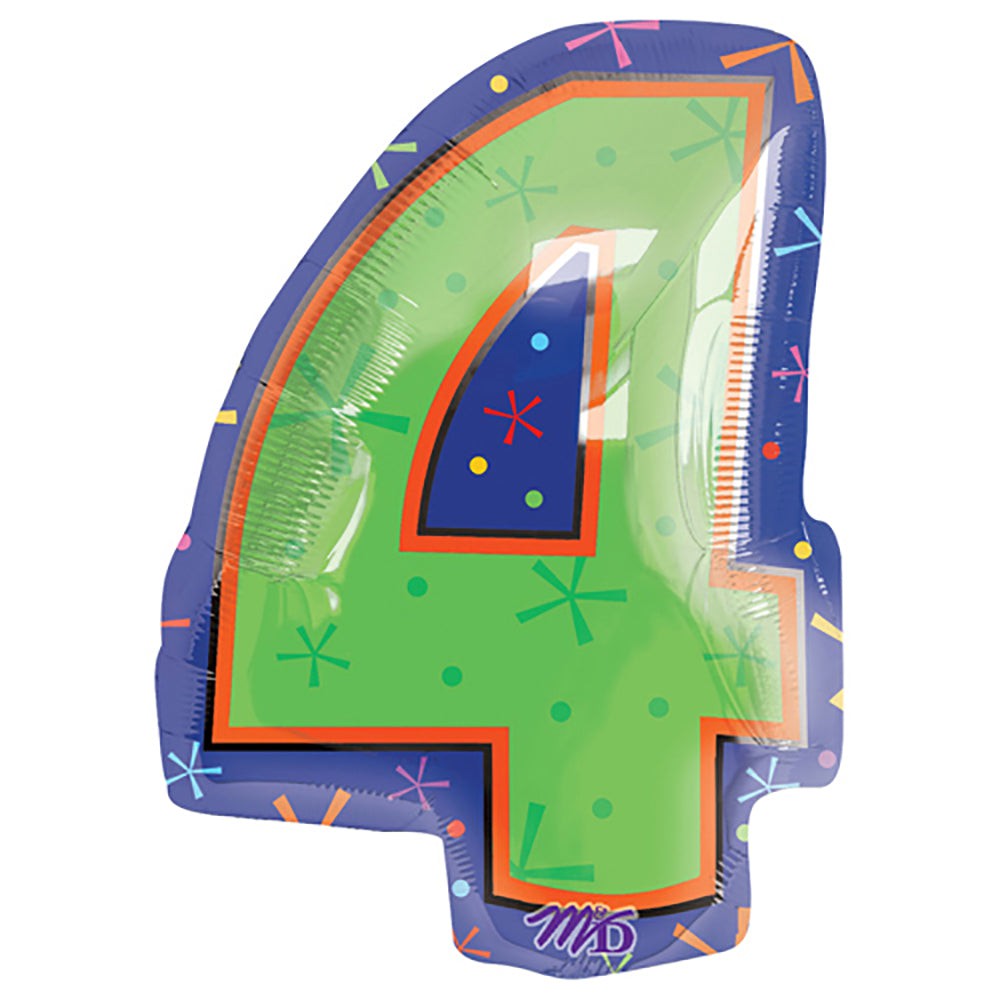Foil Balloon Number 4 Multi-Color 20 Inch
