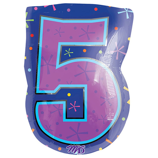 Foil Balloon Number 5 Multi-Color