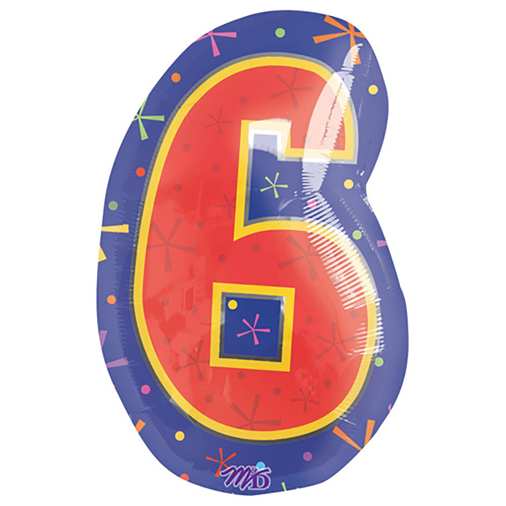 Foil Balloon Number 6 Multi-Color 20 Inch