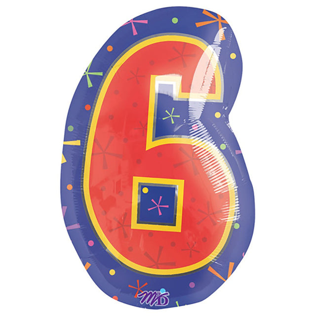 Foil Balloon Number 6 Multi-Color 20 Inch