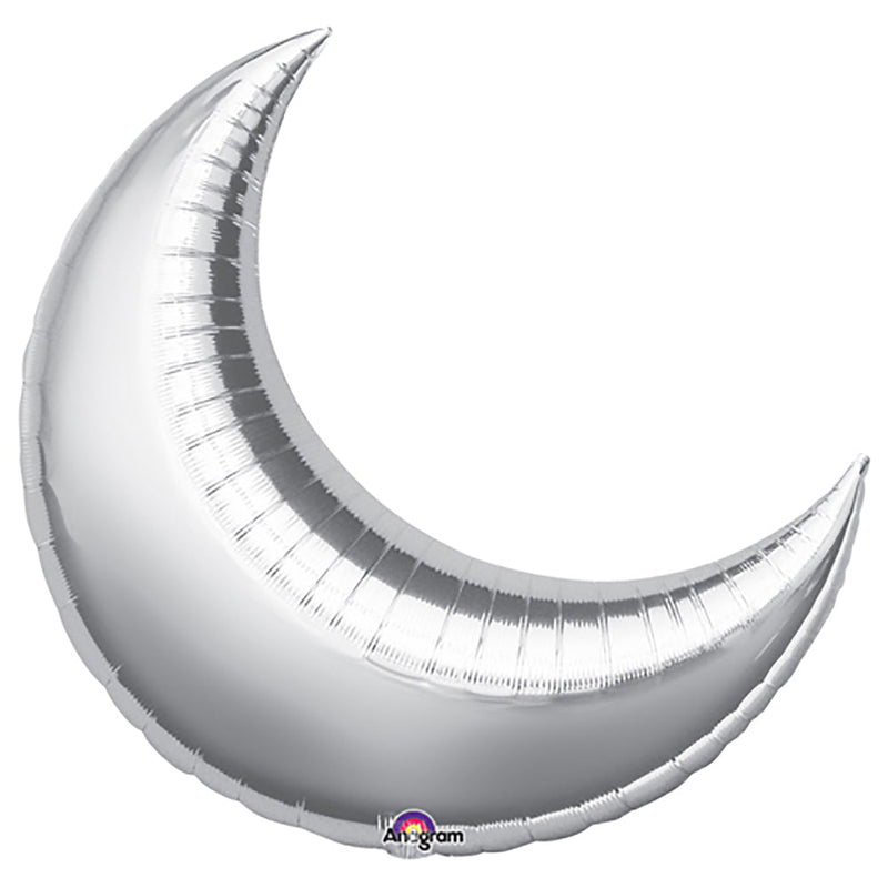 Silver Crescent Moon Foil Balloon 3 Pack
