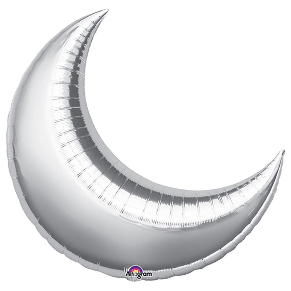 Silver Crescent Moon Foil Balloon 3 Pack