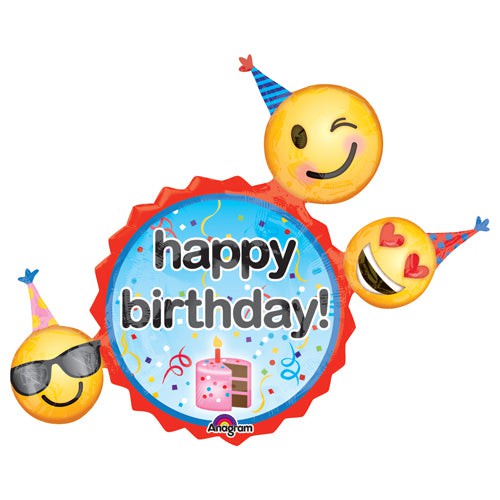 Foil Balloon 27 Inch Emoticons Birthday Wishes