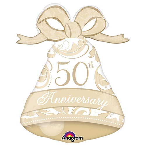 Gold 50th Anniversary Bell Foil Balloon