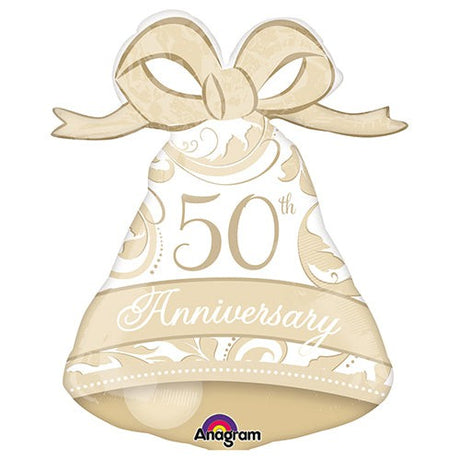 Gold 50th Anniversary Bell Foil Balloon