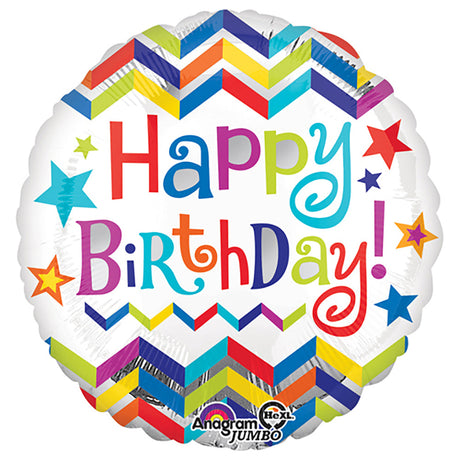 Foil Balloon Happy Birthday Chevron Star