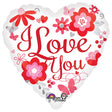 Foil Balloon 28 Inch I Love You Floral
