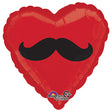 Foil Balloon Mustache Heart 28 Inch