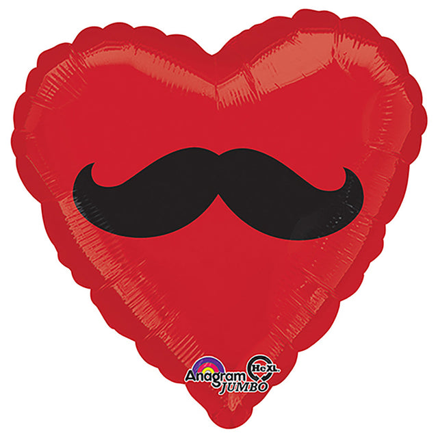 Foil Balloon Mustache Heart 28 Inch