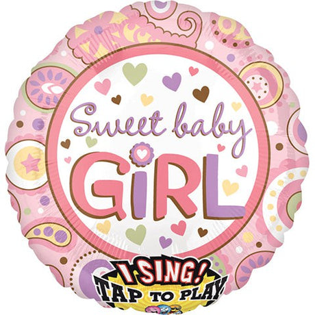 Foil Balloon Sweet Baby Girl Sing-A-Tune