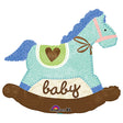 Foil Balloon Baby Blue Rocking Horse