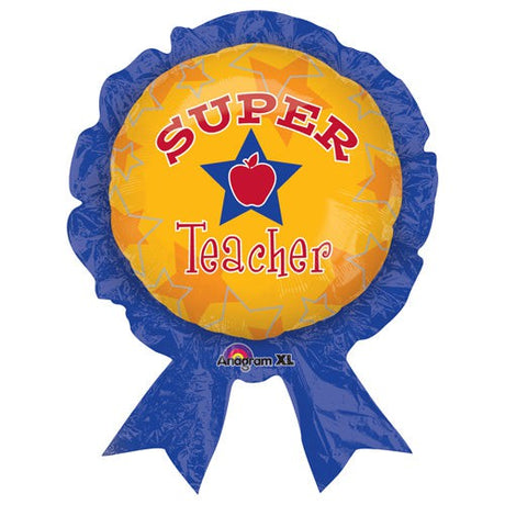 Foil Balloon Super Teacher Award Ribbon