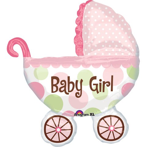 Girls 31 Inch Baby Buggy Foil Balloon