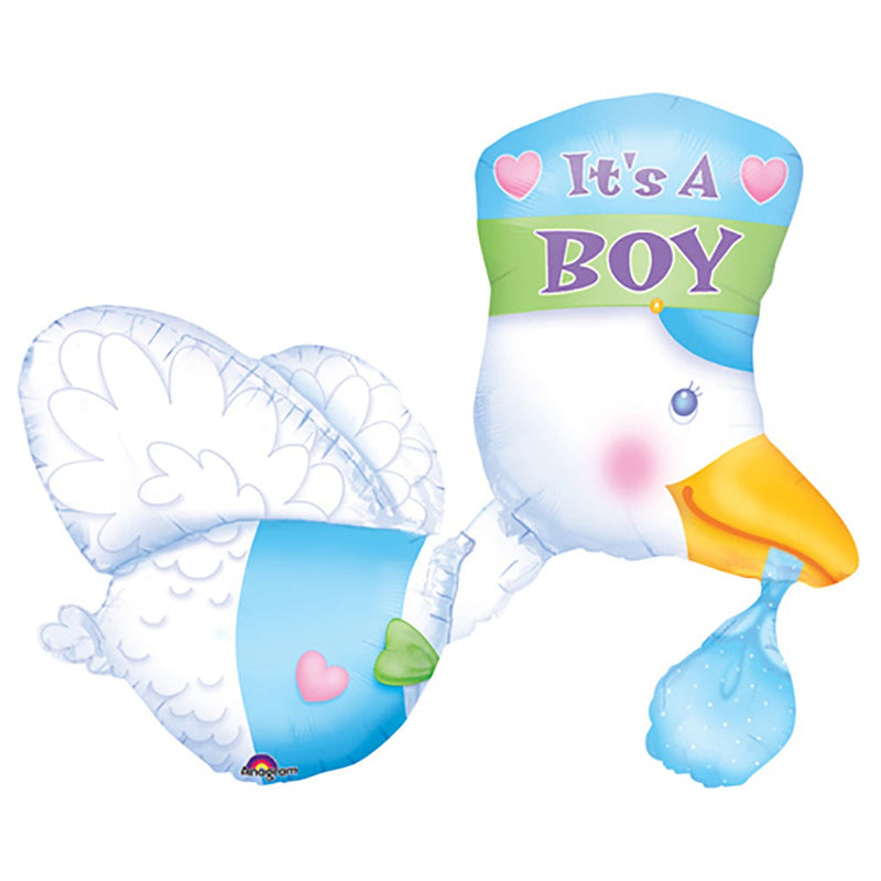 Foil Balloon Baby Boy Stork