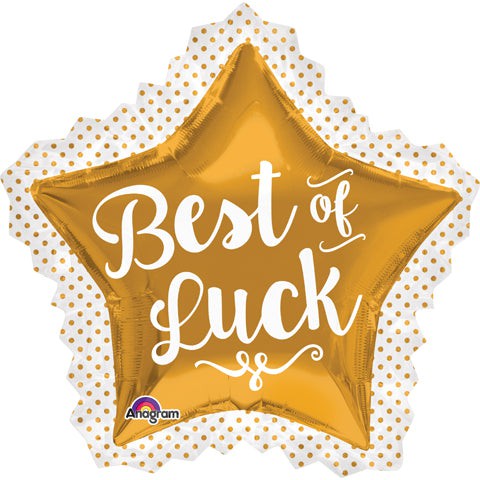 Foil Balloon 34 Inch Best Of Luck Gold Star