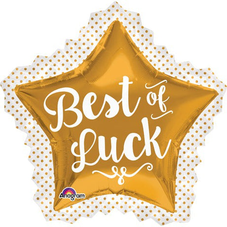 Foil Balloon 34 Inch Best Of Luck Gold Star