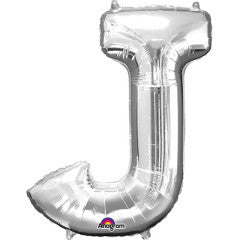 Foil Balloon Letter J Silver 34 Inch