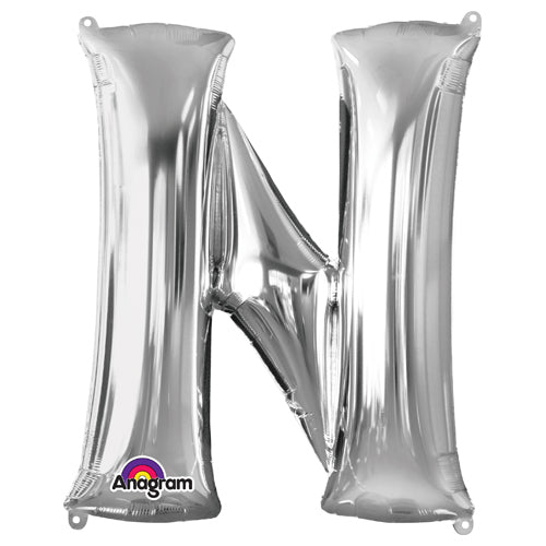 Letter N Silver Foil Balloon 34 Inch