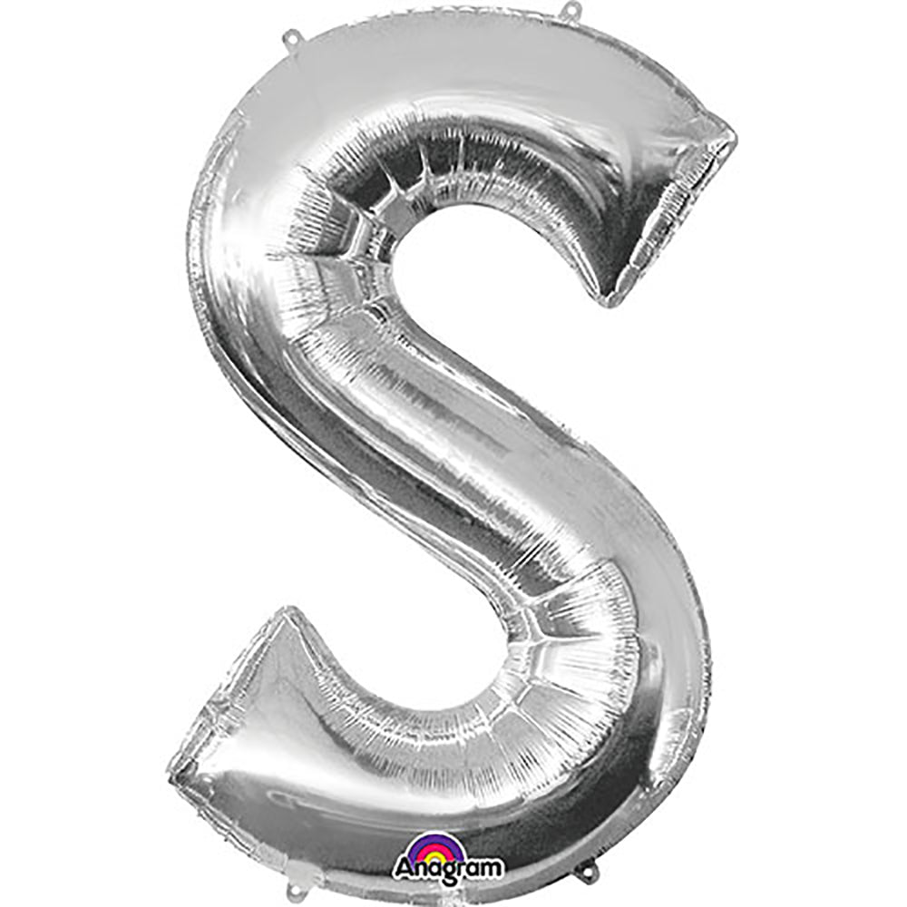 Foil Balloon Letter S Silver 34 Inch
