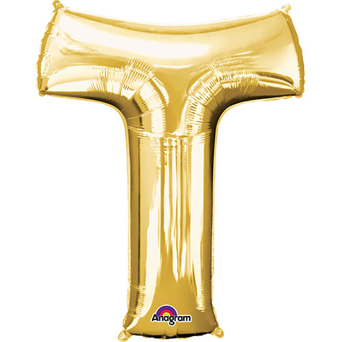 Foil Balloon Letter T Gold