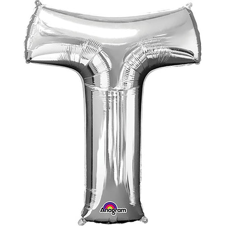 Foil Balloon Letter T Silver