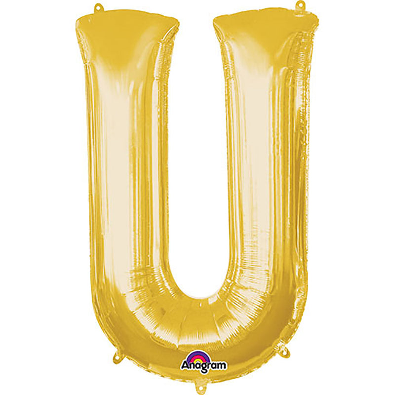 Gold Foil Letter U Balloon 34 Inch