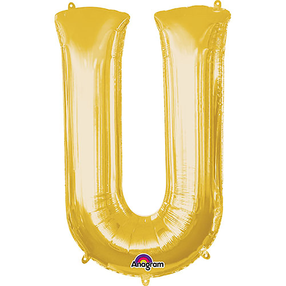 Gold Foil Letter U Balloon 34 Inch