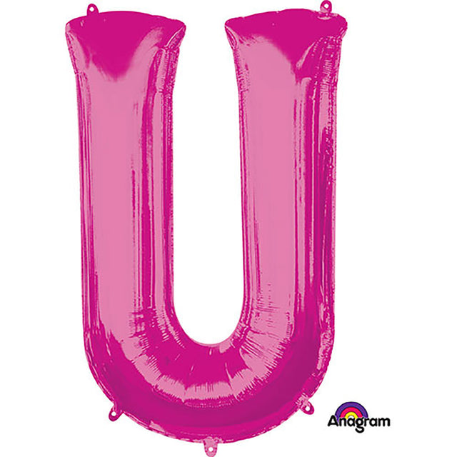 Foil Balloon Letter U Pink 34 Inch
