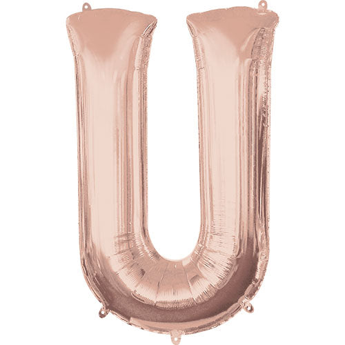 Foil Letter U Rose Gold Balloon