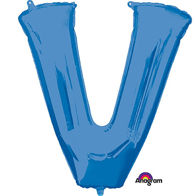 Blue Foil Letter V Balloon