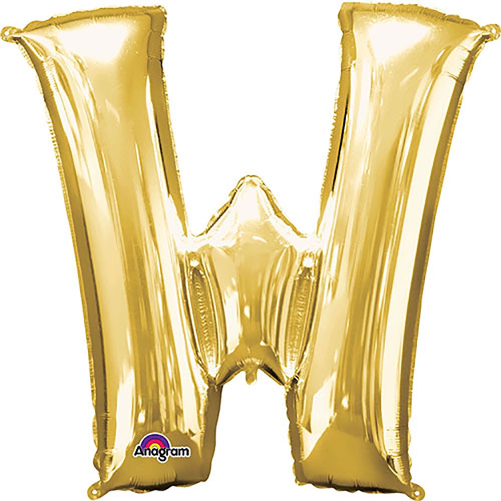 Foil Balloon 34 Inch Letter W Gold