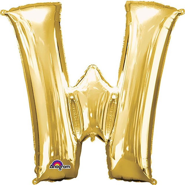 Foil Balloon 34 Inch Letter W Gold