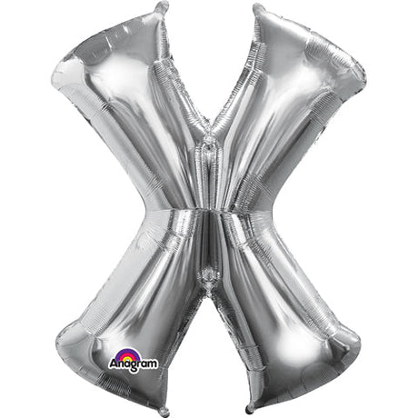 Foil Balloon Letter X Silver 34 Inch