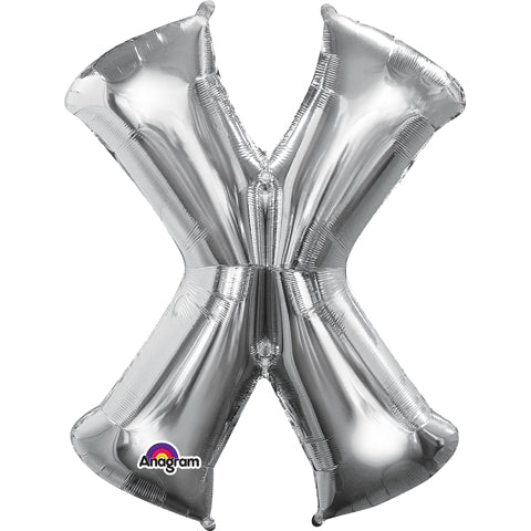 Foil Balloon Letter X Silver 34 Inch