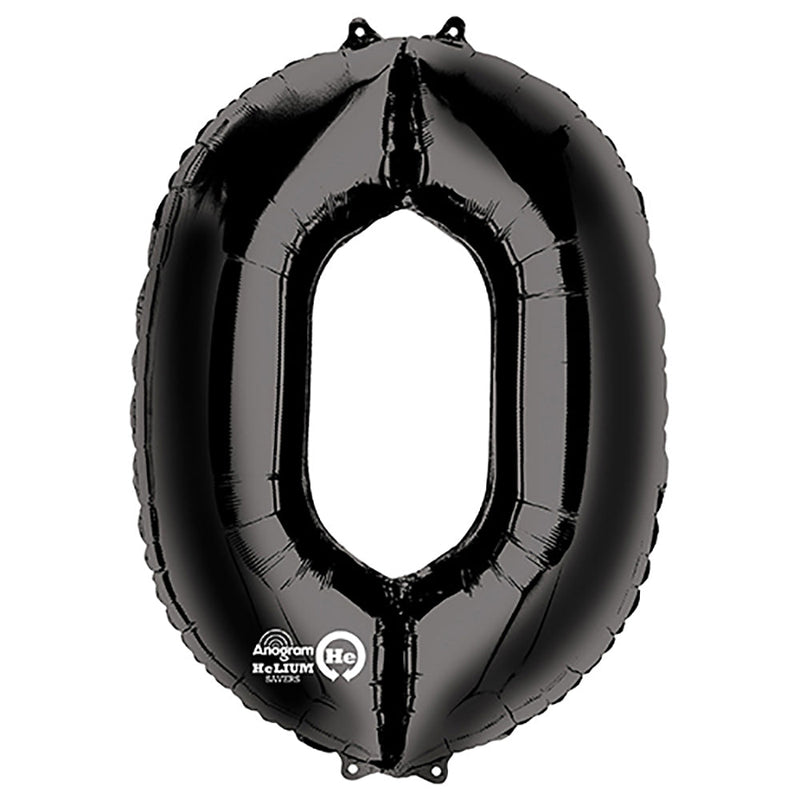 Foil Balloon 34 Inch Number 0 Black