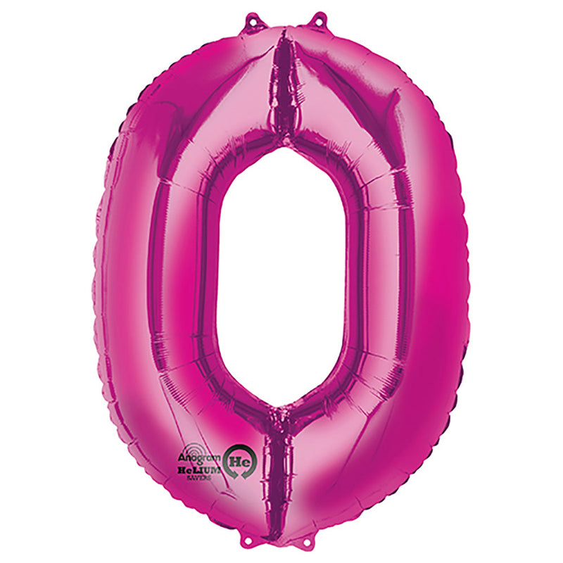 Foil Balloon 34 Inch Pink Number 0