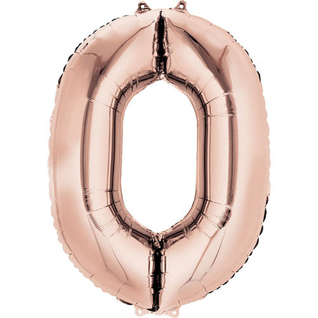 Foil Balloon 34 Inch Number 0 Rose Gold