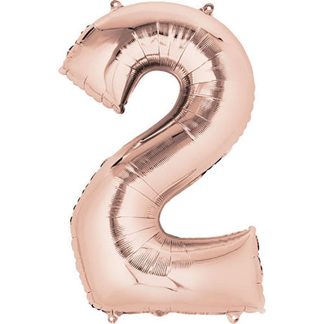 Foil Balloon 34 Inch Number 2 Rose Gold
