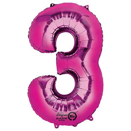 Pink Number 3 Foil Balloon