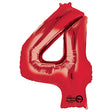 Foil Balloon Number 4 Red