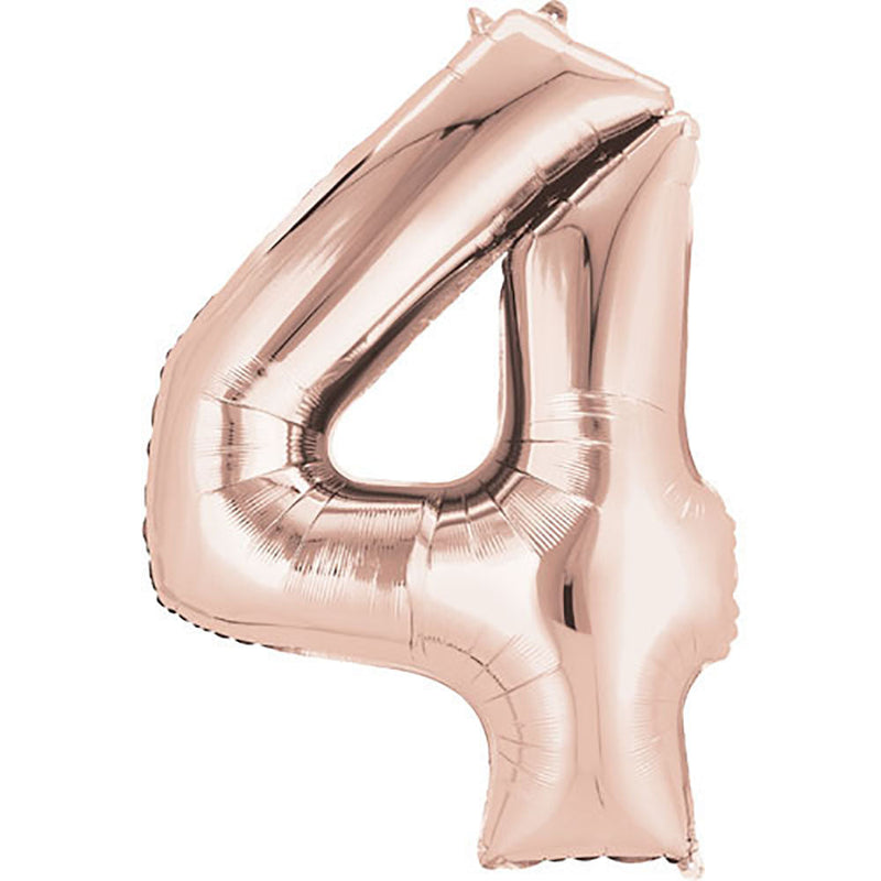 Foil Balloon Number 4 Rose Gold