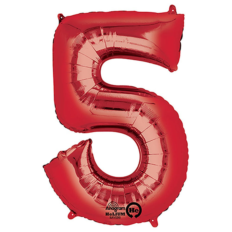 Foil Balloon 34 Inch Number 5 Red