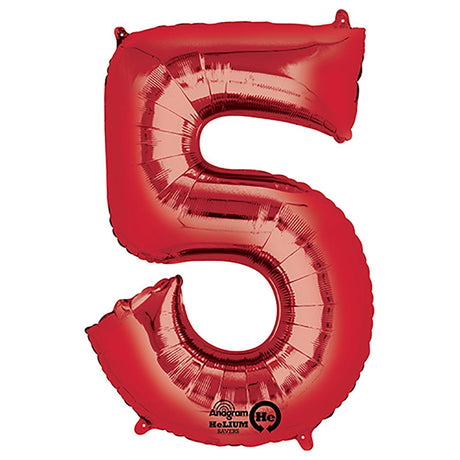 Foil Balloon 34 Inch Number 5 Red
